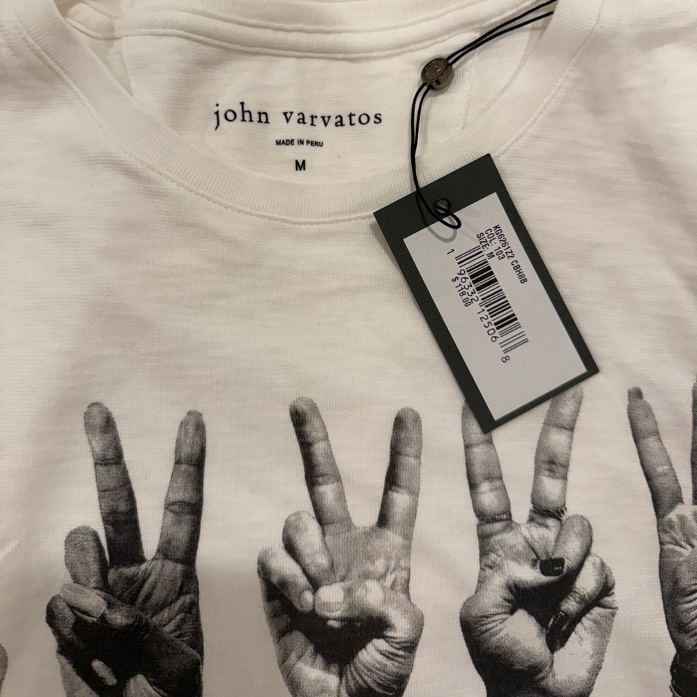 John Varvatos White Graphic T-Shirt - Picture 3 of 5